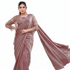 Elegant Women's Embellished Satin Silk Saree - Ideal for Parties - Rose